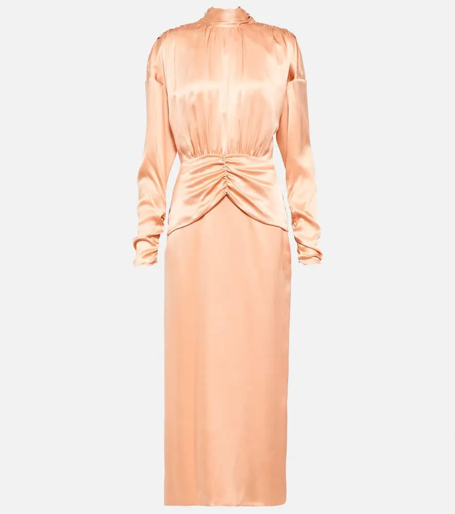 Alessandra Rich Tie-neck silk satin midi dress