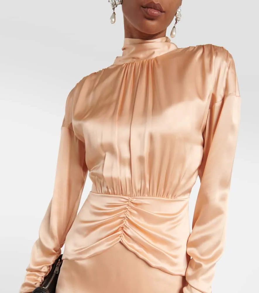 Alessandra Rich Tie-neck silk satin midi dress
