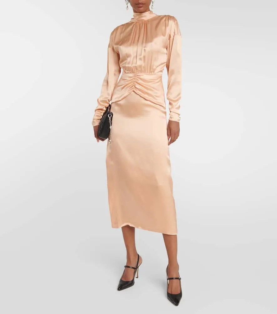 Alessandra Rich Tie-neck silk satin midi dress