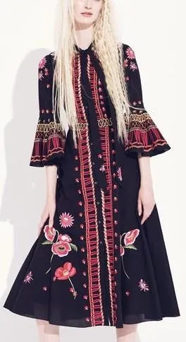 Amity Neck-Tie Midi Dress - Black