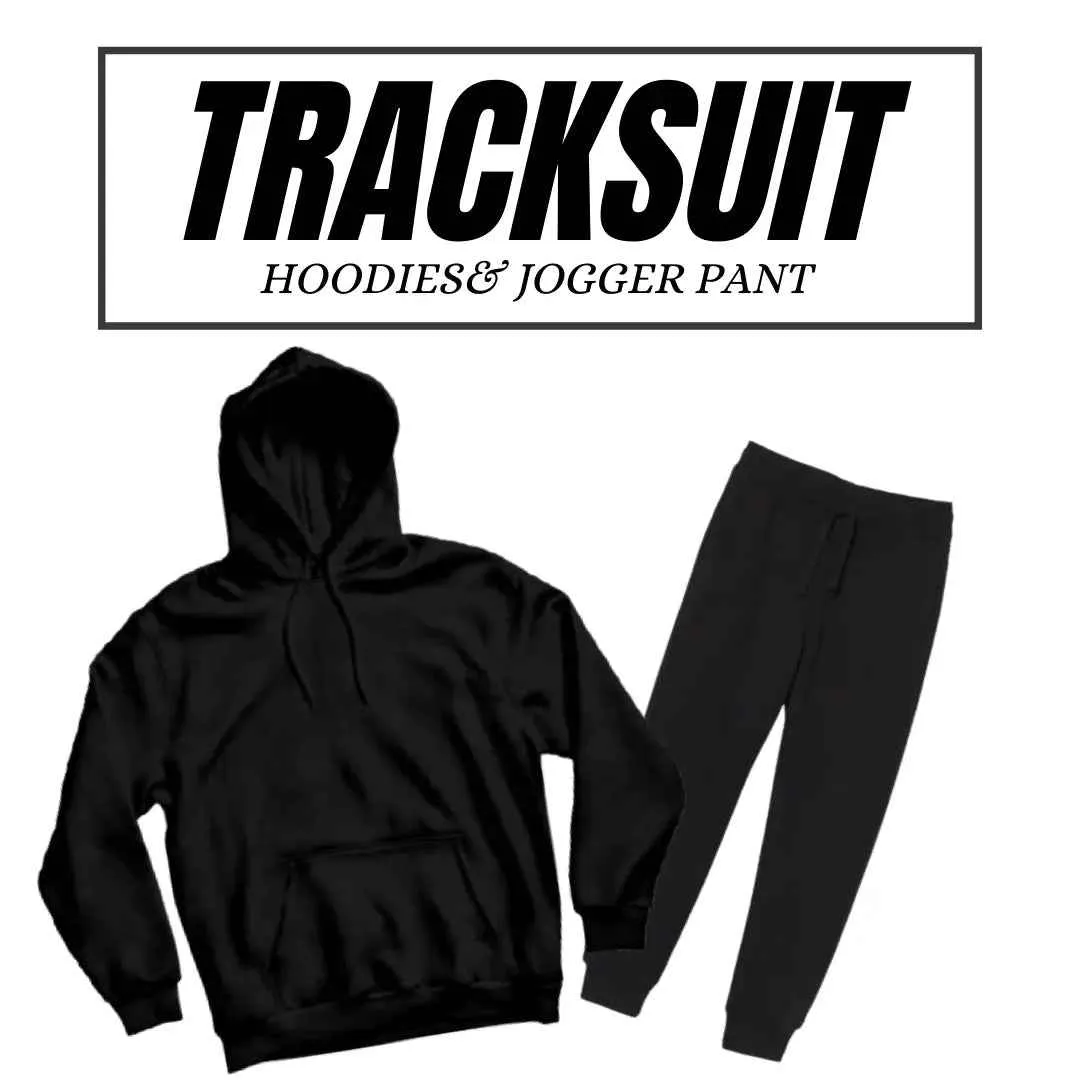Basic Black Hoodies Tracksuits