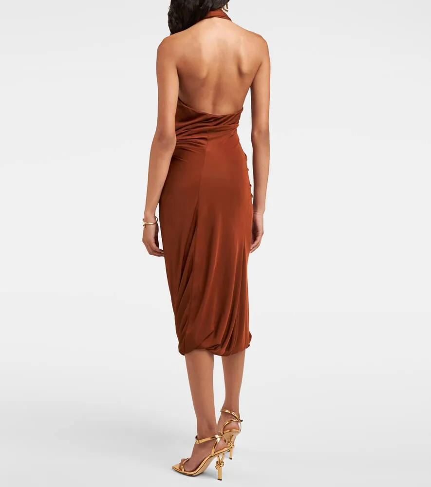 Bottega Veneta Drop gathered jersey midi dress