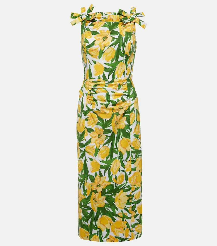 Carolina Herrera Floral ruched poplin midi dress
