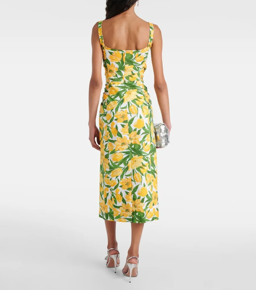 Carolina Herrera Floral ruched poplin midi dress