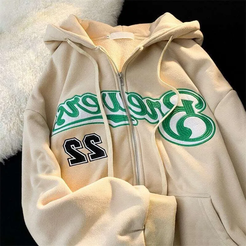 Casual Letter Embroidery Hoodie