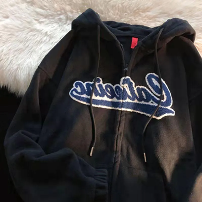 Casual Letter Embroidery Hoodie