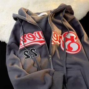 Casual Letter Embroidery Hoodie