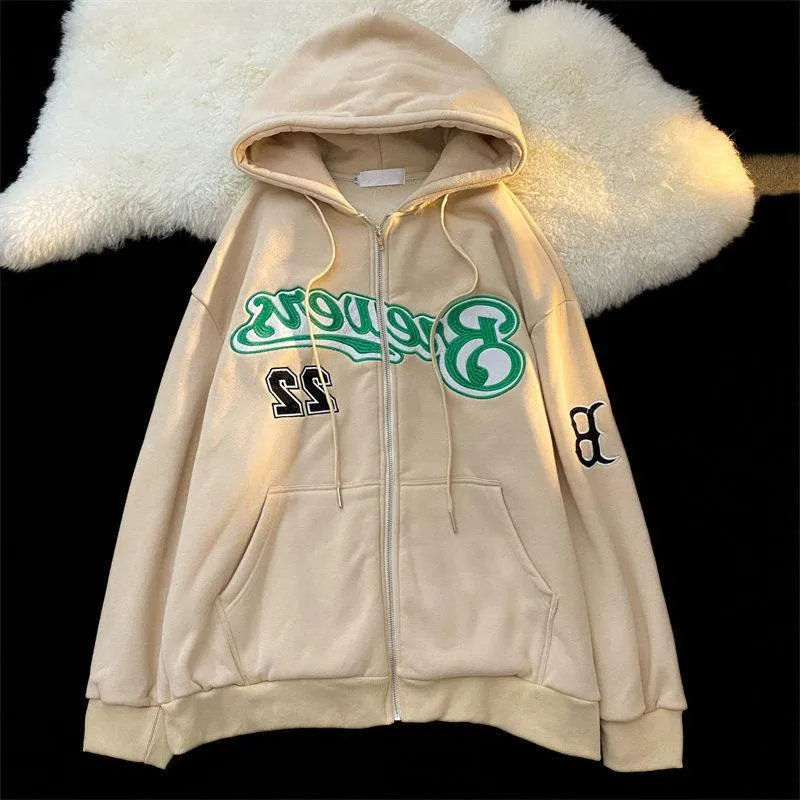 Casual Letter Embroidery Hoodie