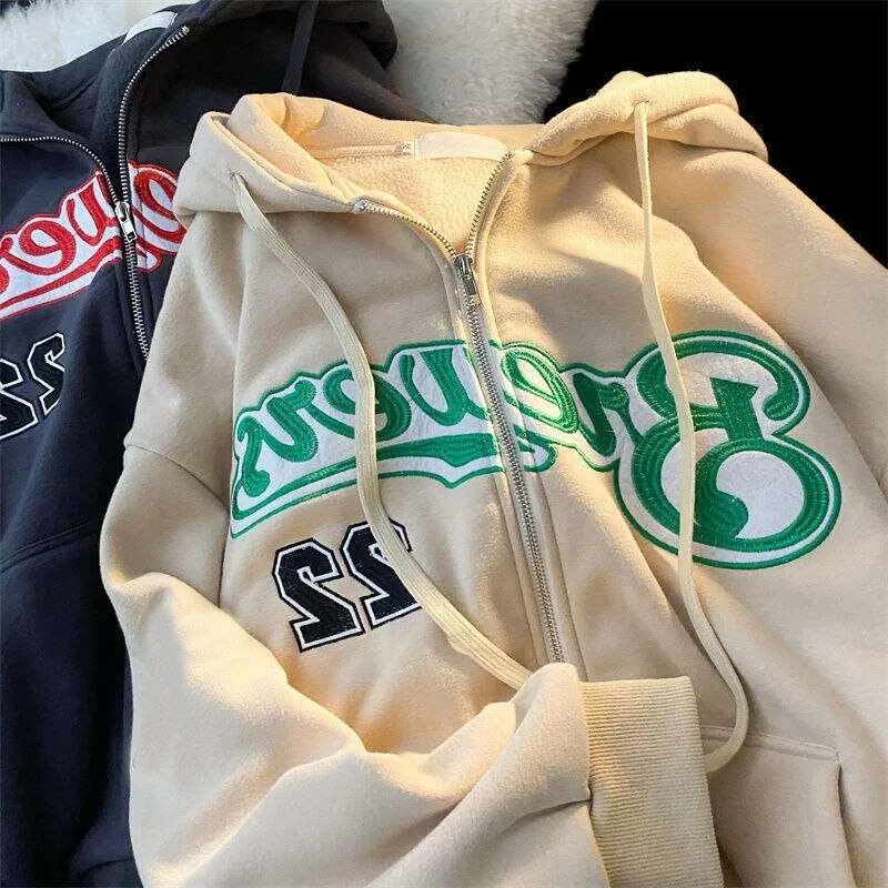 Casual Letter Embroidery Hoodie