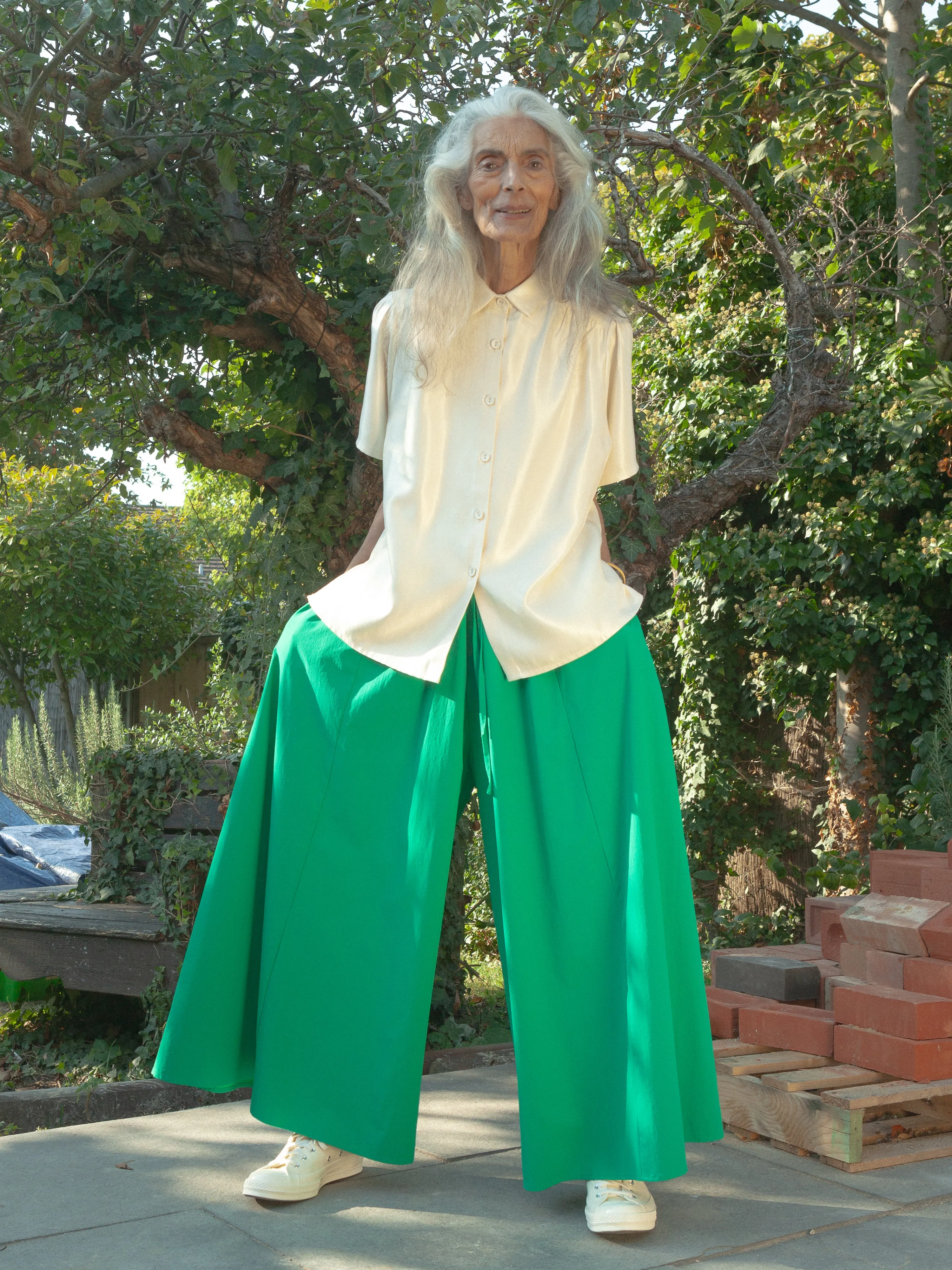 Charlie Green Wide-Leg Palazzo Pants