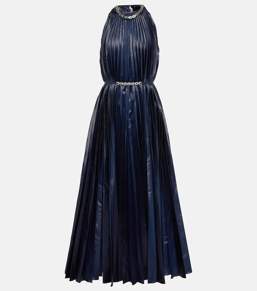Christopher Kane Embellished halterneck Lamé midi dress