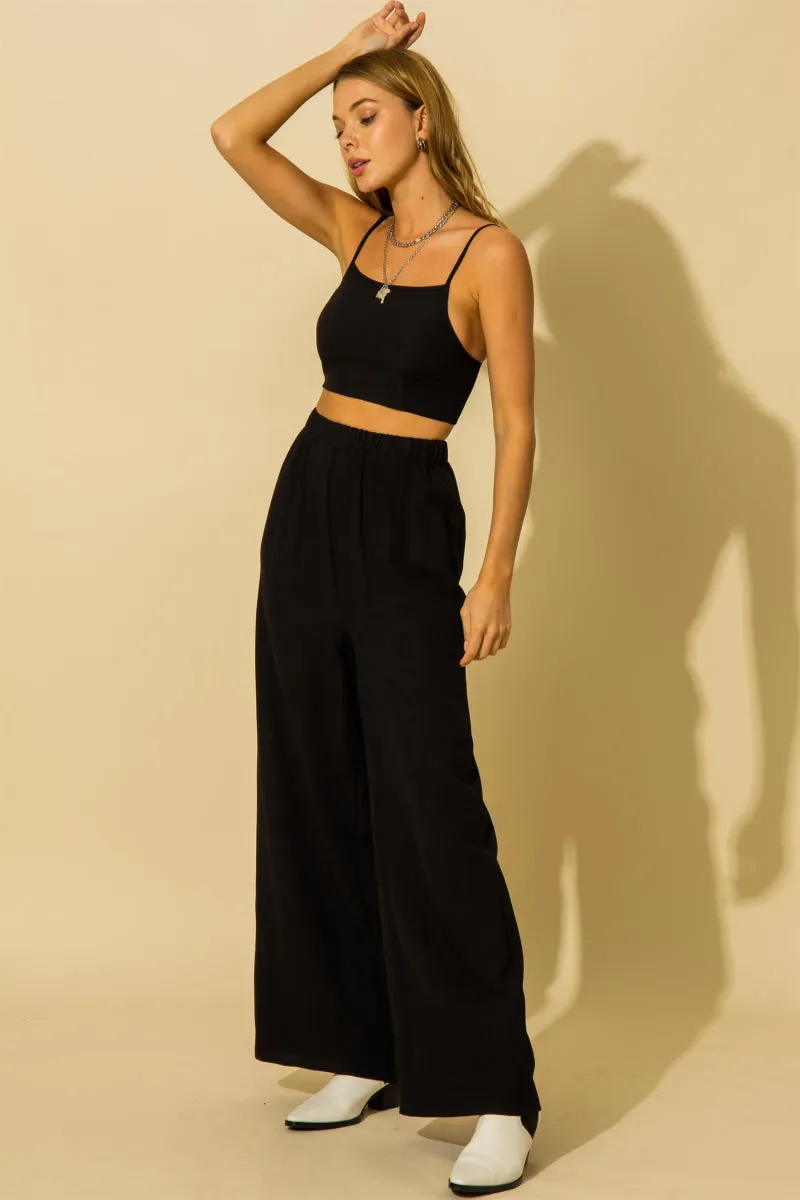 Crop Top and Wide Leg Pant Set