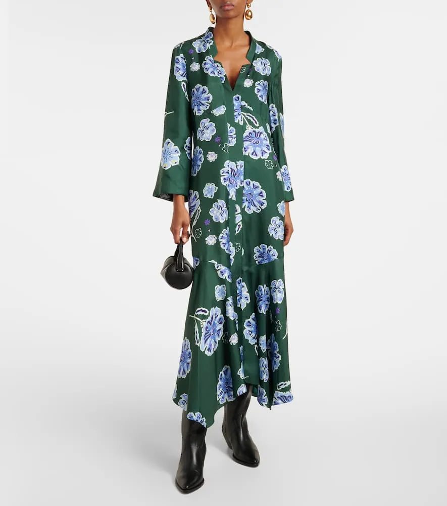 Dorothee Schumacher Big Garden floral silk twill midi dress