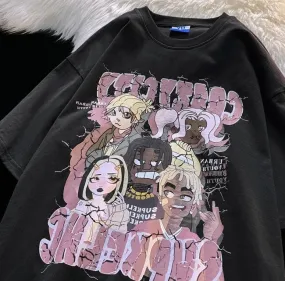 Fashion T-shirts Oversized Top Anime Print T-shirts   572859