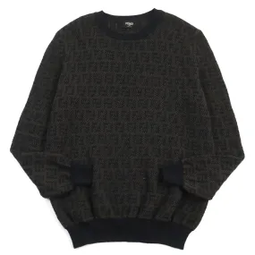 Fendi FF Logo Knit Pullover Wool Cotton Brown