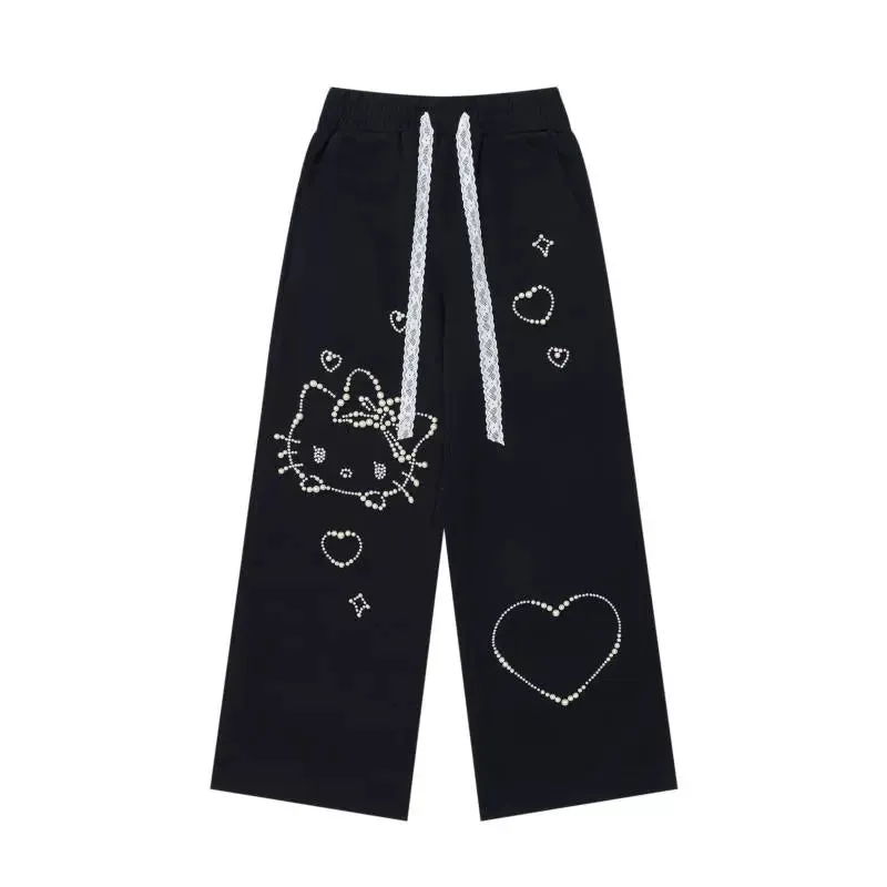 Kawaii Hello Kitty Embroidered Straight Jeans