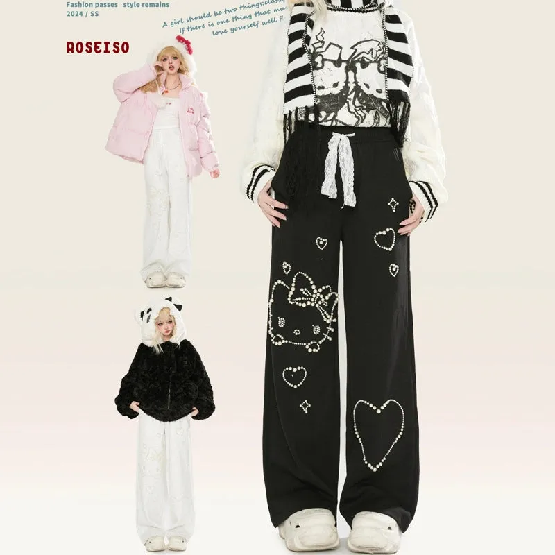 Kawaii Hello Kitty Embroidered Straight Jeans