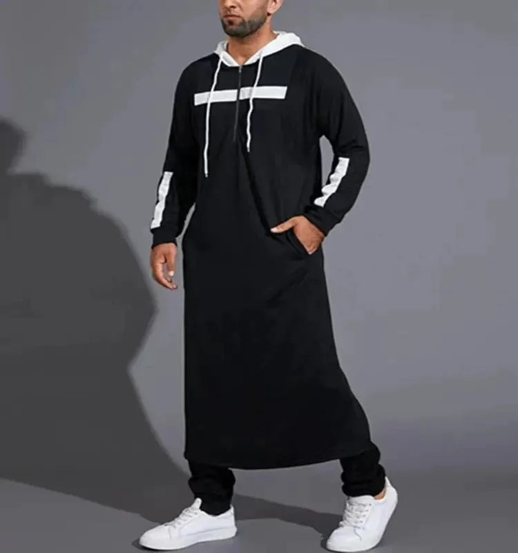 Muslim Men Jubba Thobe Dubai Kaftan Long Sweatshirts Islamic Arabic Hoodie Robe Casual Winter Male Clothing Hijab Ropa Hombre S3361944
