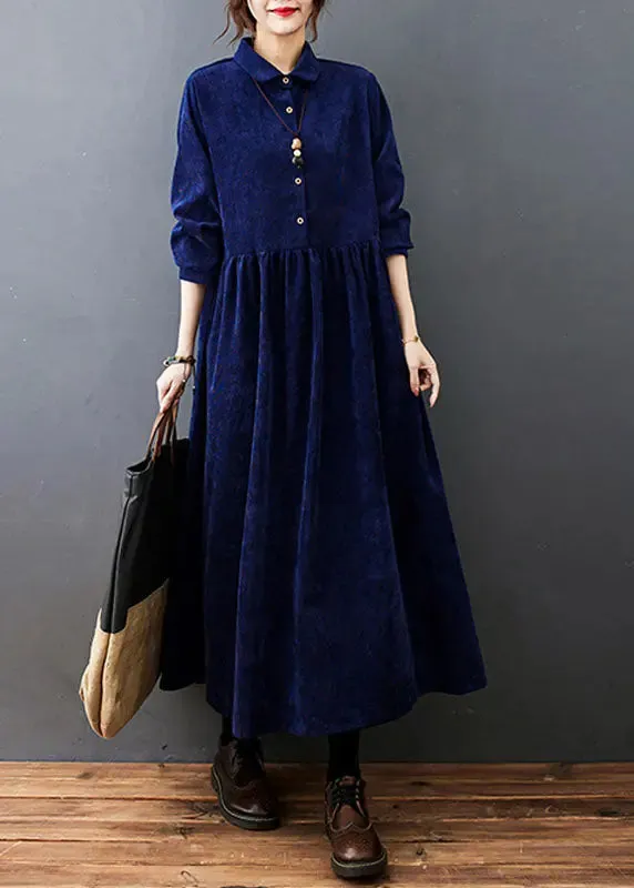 Patchwork Corduroy Maxi Dresses Fall