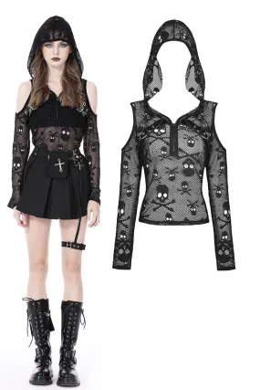 Rebel rock skull cold shoulder hoodies TW463