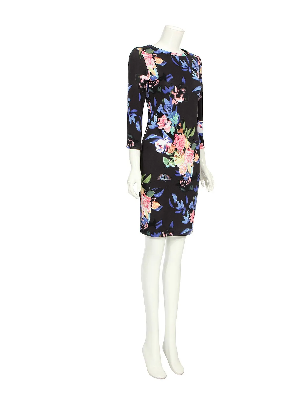 Wholesale Black Floral Print Midi Dress