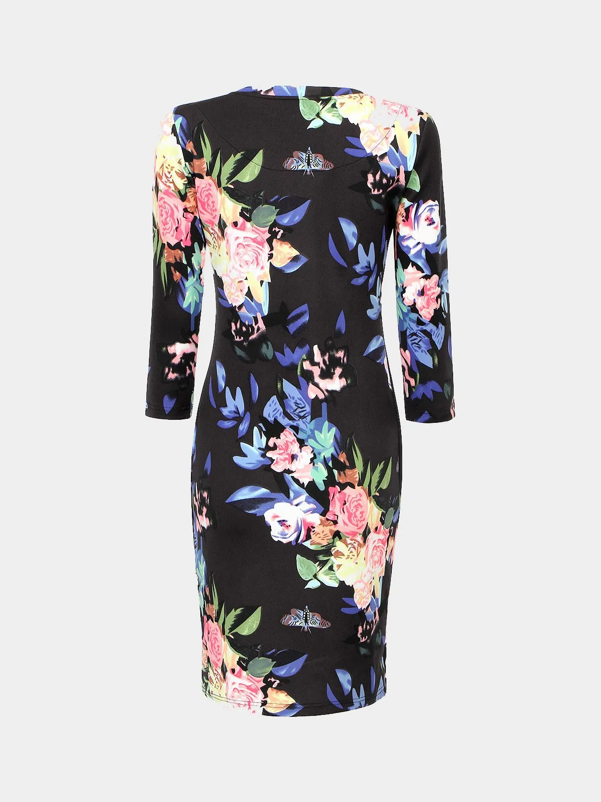 Wholesale Black Floral Print Midi Dress